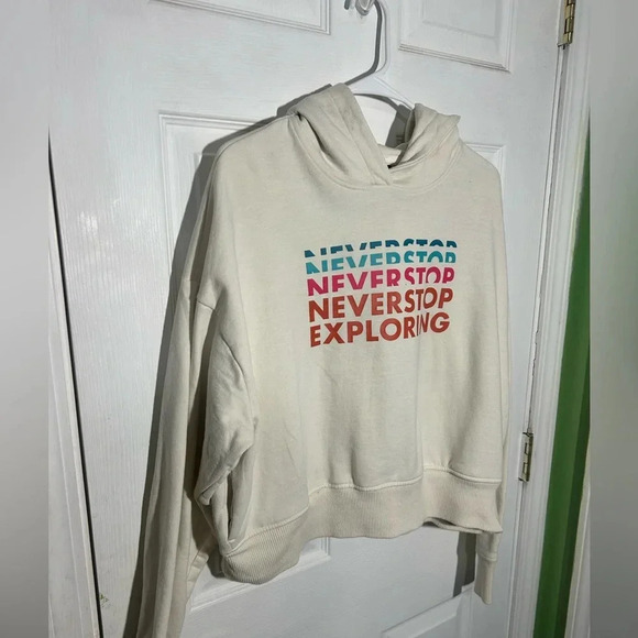 THE NORTH FACE Never Stop Exploring Cropped Hoodie Soft White. Size Large. - Picture 2 of 8